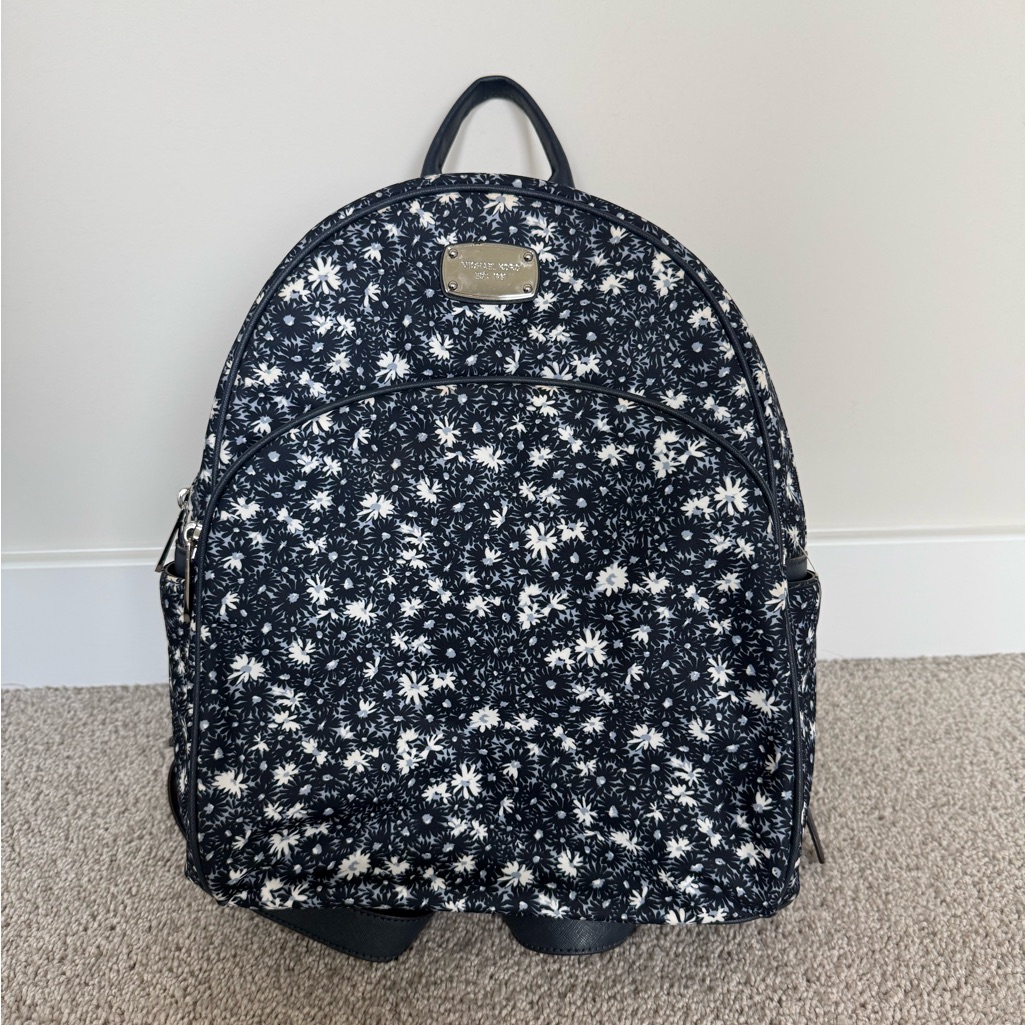 Michael Kors Blue And White Floral Backpack
